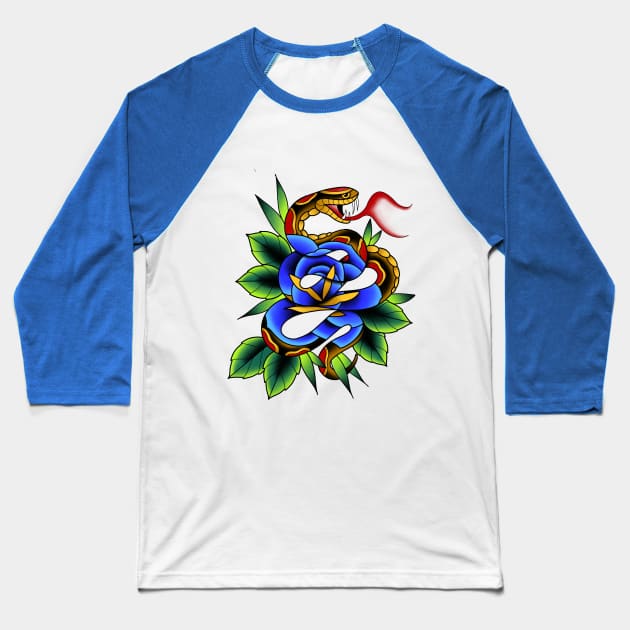 Snake rose Baseball T-Shirt by AntlersAndUmbrellas